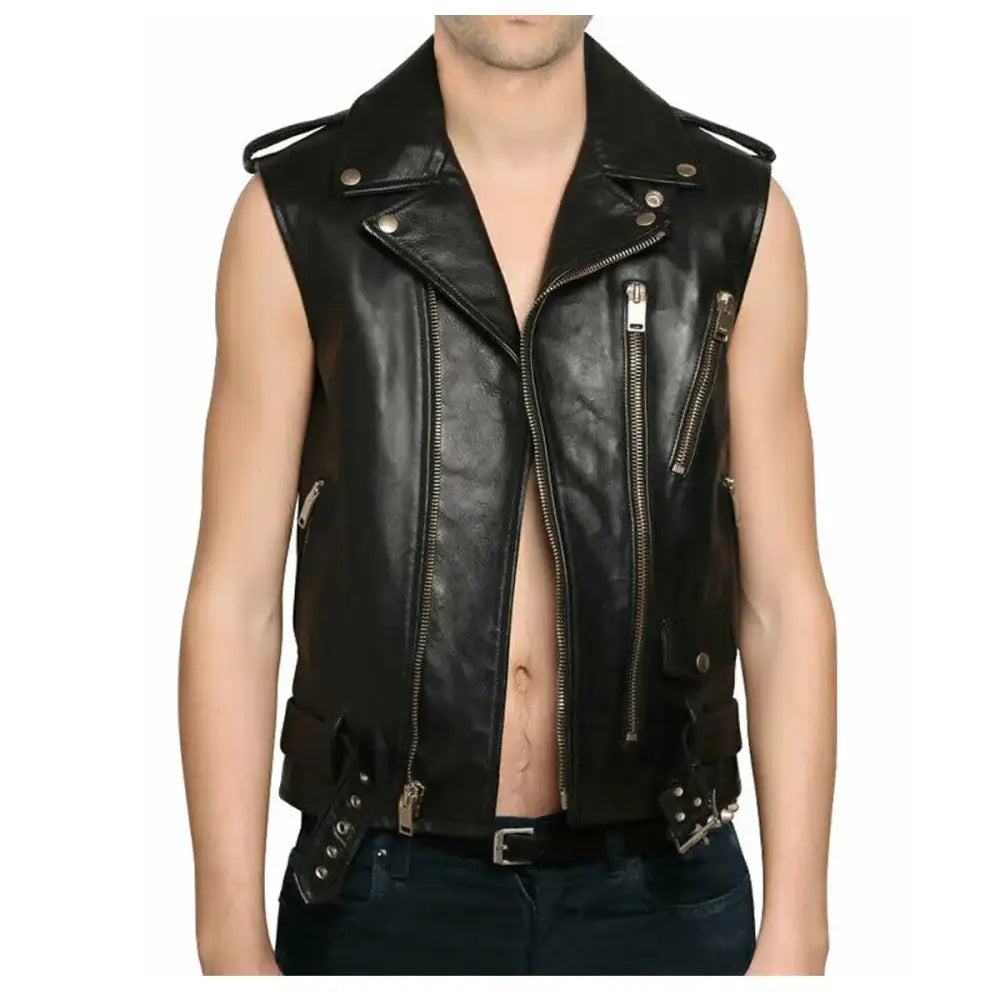 Men’s Leather Motorcycle Club Vest-0