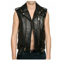 Men’s Leather Motorcycle Club Vest-0