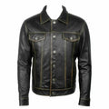 Men’s Long Sleeve Classic Black Leather Shirt-0