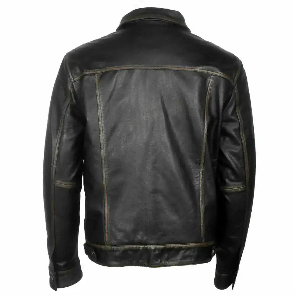 Men’s Long Sleeve Classic Black Leather Shirt-2