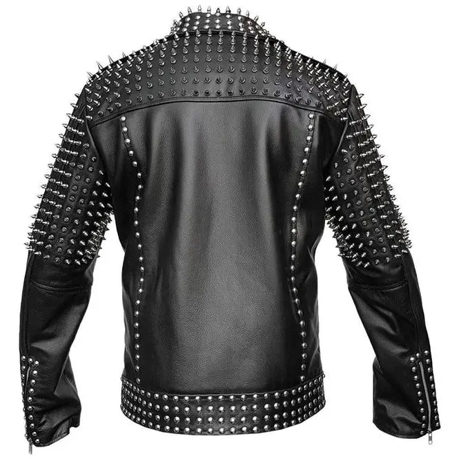 Men’s Spiked Leather Studded Jacket-2