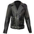 Men’s Spiked Leather Studded Jacket-0