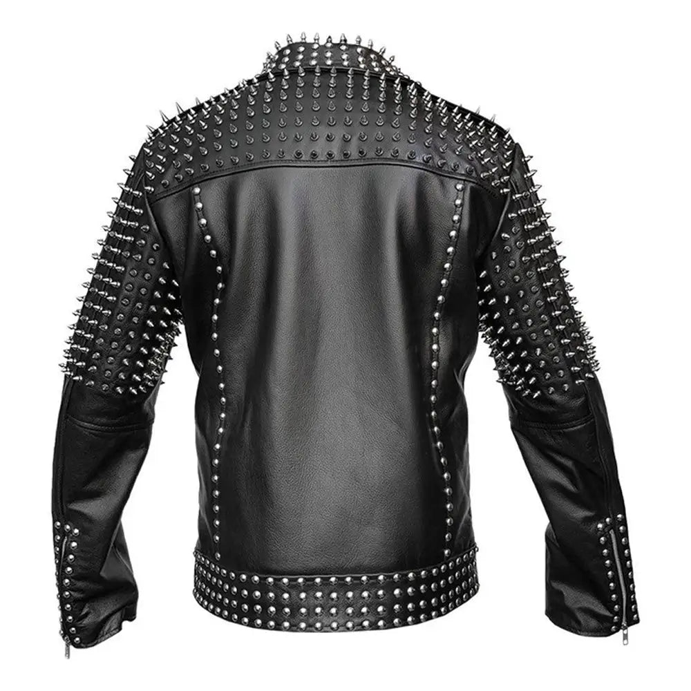 Men’s Spiked Leather Studded Jacket-1