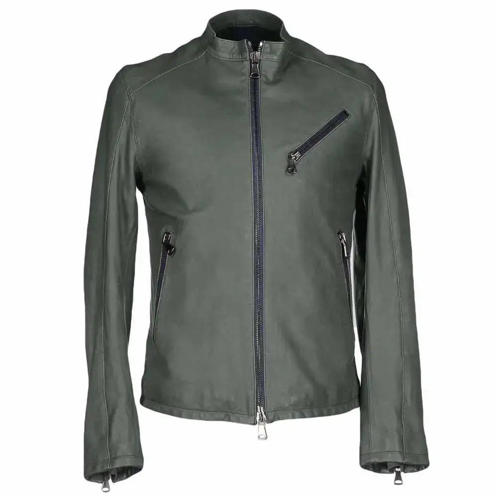 Men’s Leather Slim Fit Motorcycle Jacket-2