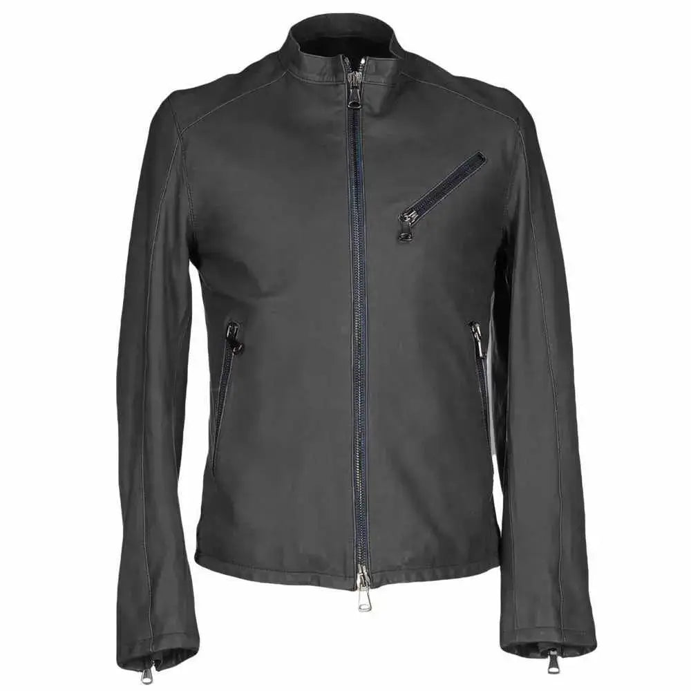 Men’s Leather Slim Fit Motorcycle Jacket-4