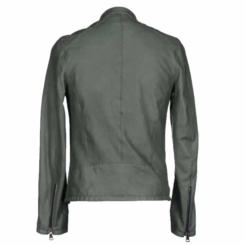 Men’s Leather Slim Fit Motorcycle Jacket-3