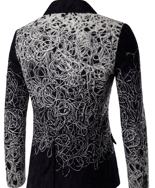 Men's black and grey party suit with knit details-4