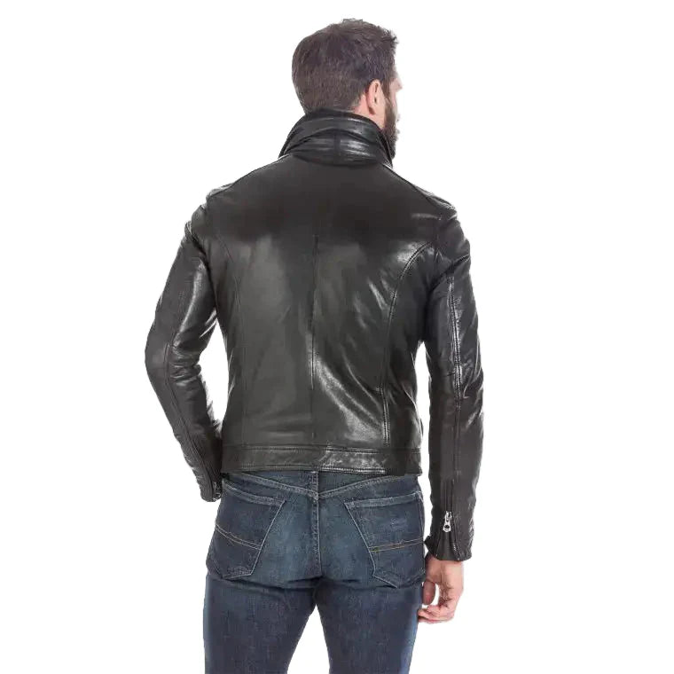 Men’s Black Leather Sports Jacket-1