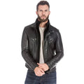 Men’s Black Leather Sports Jacket-0