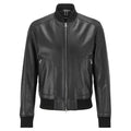 Men's Black Leather Bomber Jacket-0