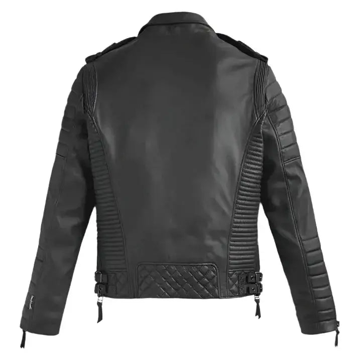 Men’s Black Leather Motorcycle Riding Jacket-1