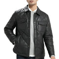 Men’s Black Quilted Leather Jacket – Slim Fit Biker Style-0