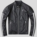 Men’s Black Quilted Leather Motorcycle Jacket-0