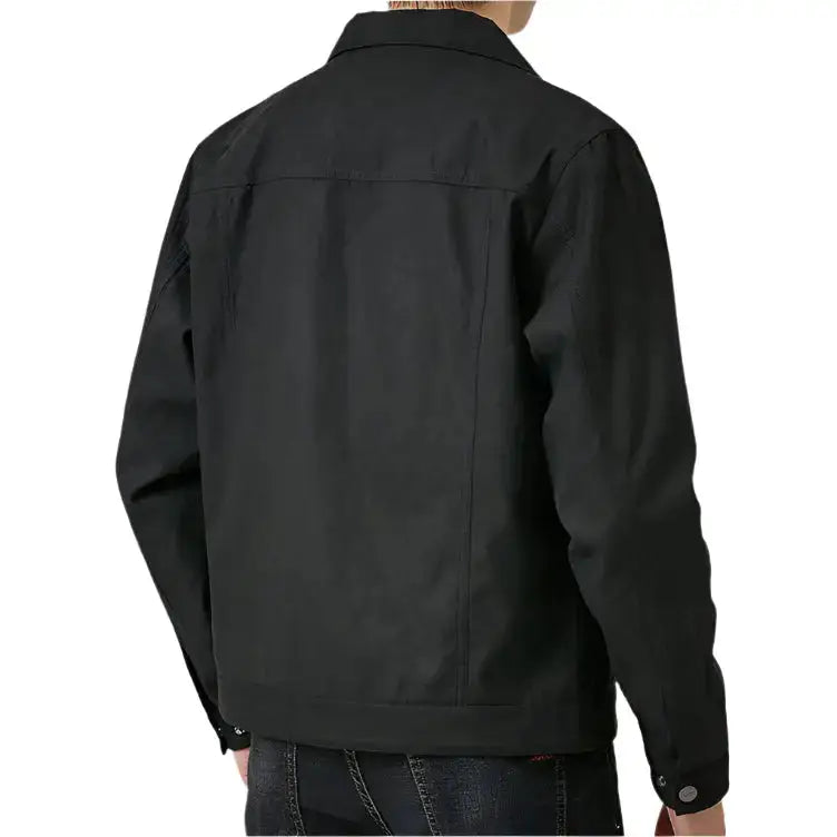 Men’s Black Suede Leather Lapel Jacket-1