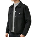 Men’s Black Suede Leather Lapel Jacket-0