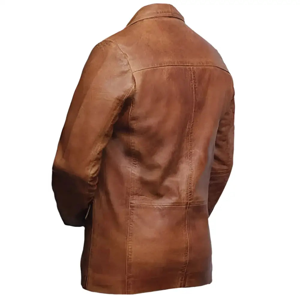 Men’s Brown Casual Leather Blazer-1