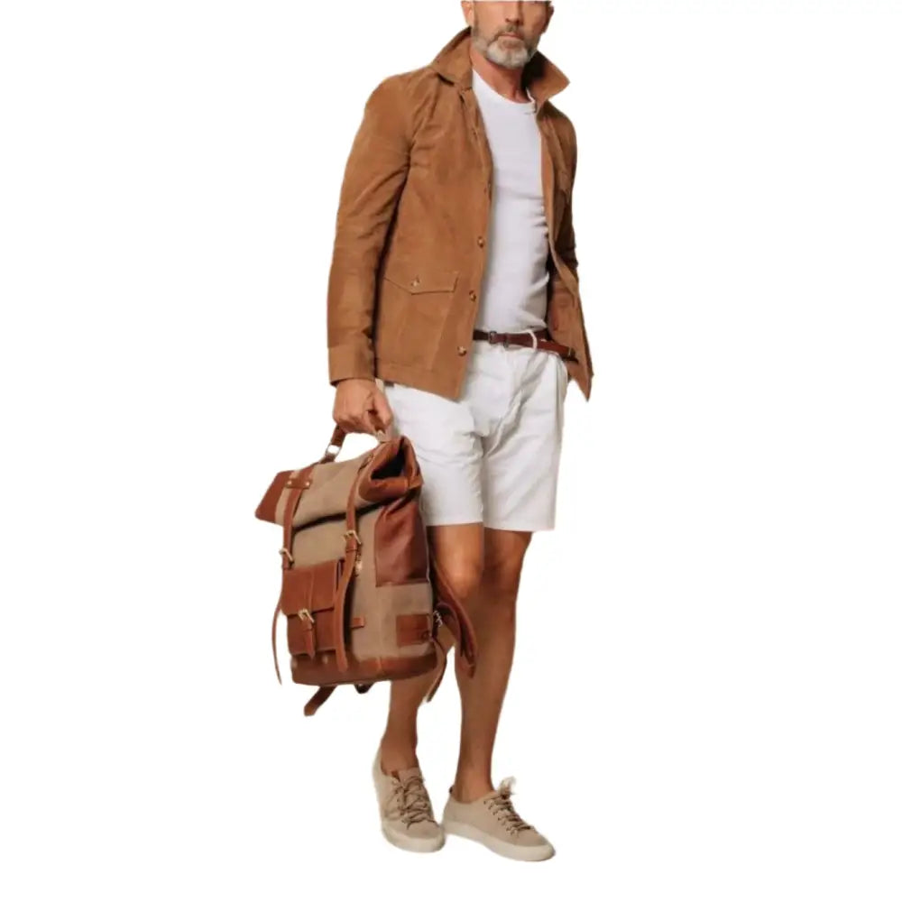 Men’s Brown Suede Field Jacket-2
