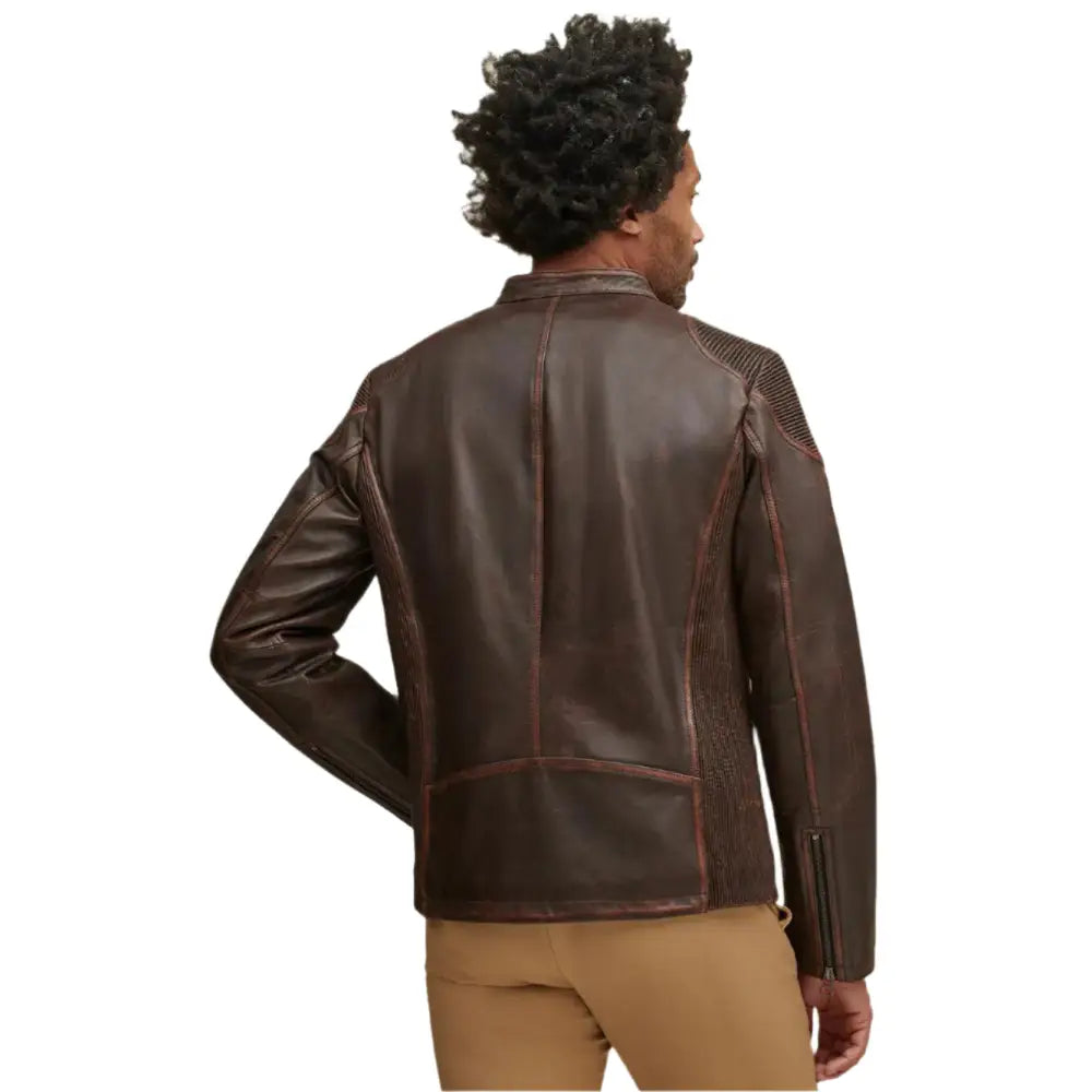 Men’s Brown Leather Moto Jacket-1