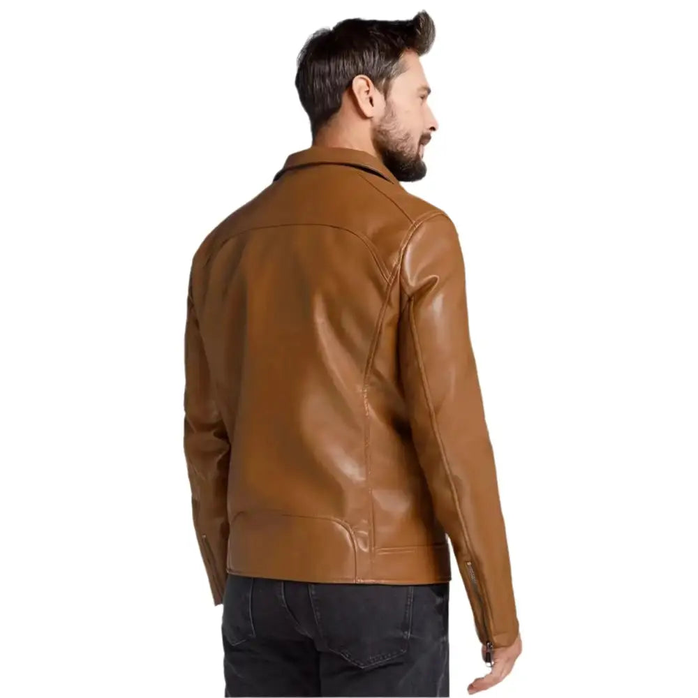 Men’s Brown Leather Motorcycle Jacket-3