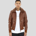 Men’s Brown Premium Buffalo Leather Motorcycle Jacket-0