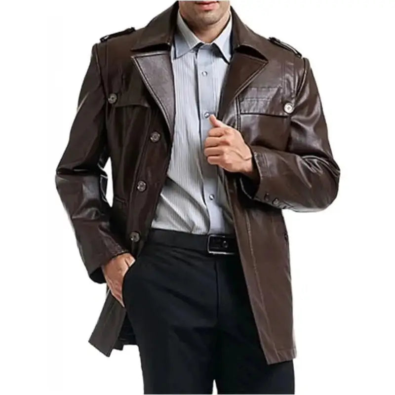 Men’s Brown Motorcycle Leather Jacket-0