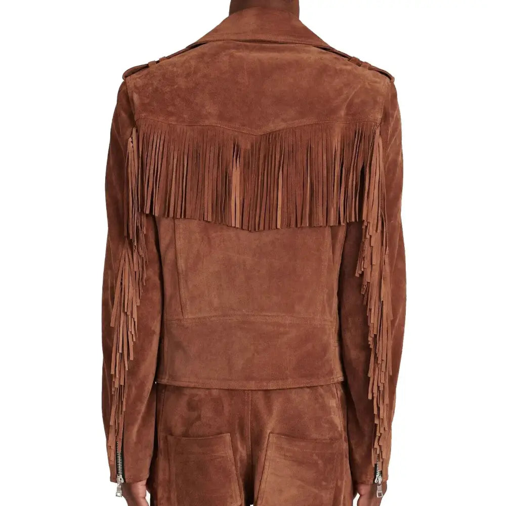 Men’s Brown Suede Leather Biker Jacket-1
