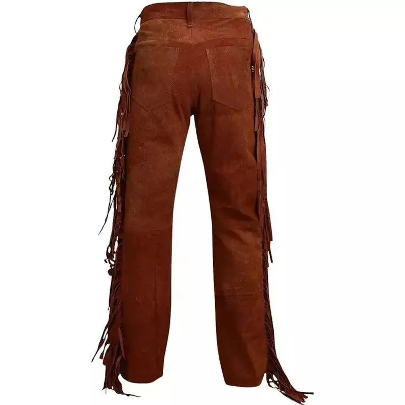 Men’s Brown Suede Leather Trousers-1