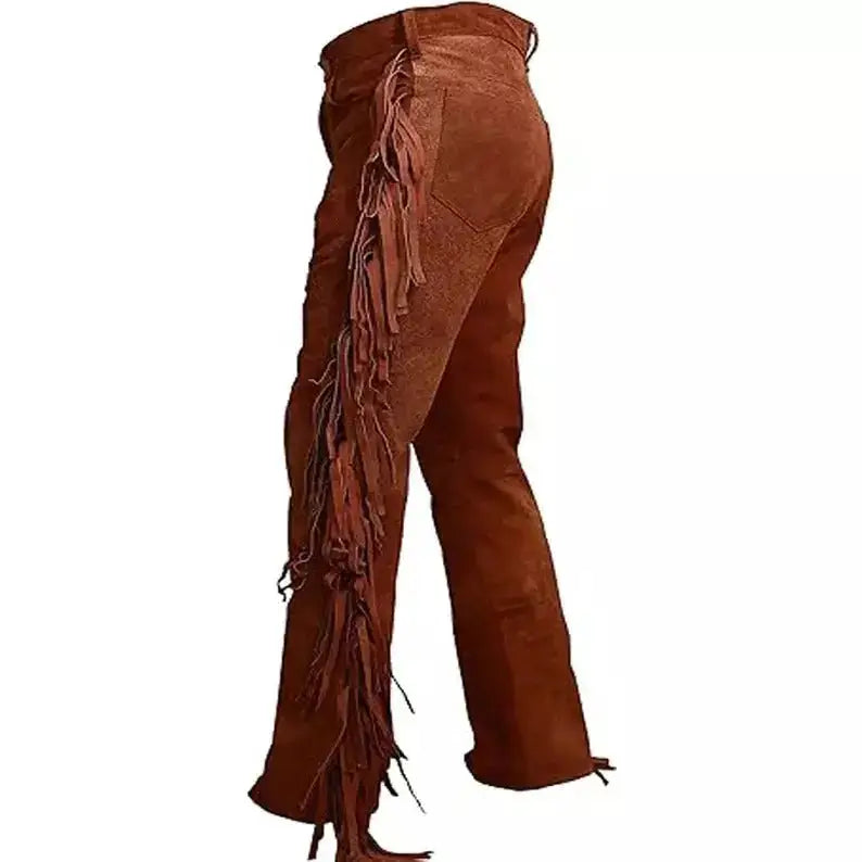 Men’s Brown Suede Leather Trousers-2