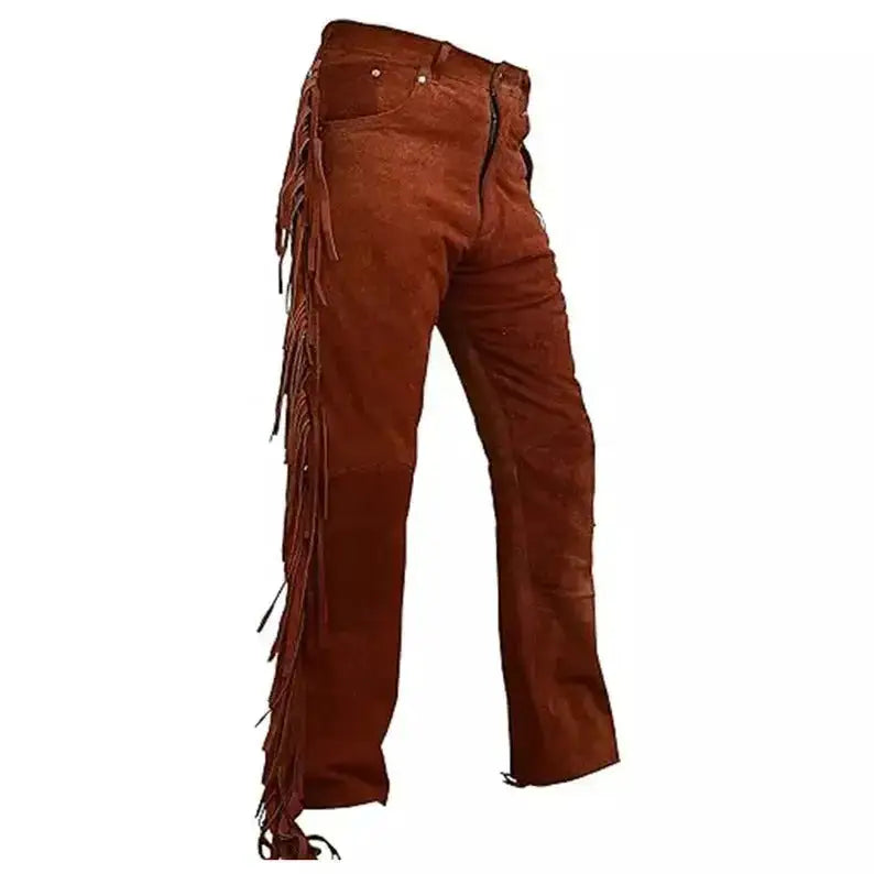 Men’s Brown Suede Leather Trousers-3