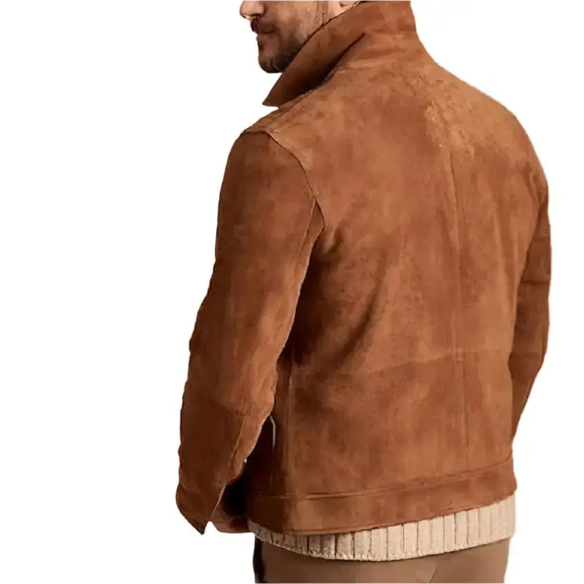Men’s Brown Suede Trucker Jacket-1