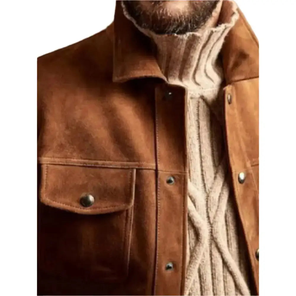 Men’s Brown Suede Trucker Jacket-2