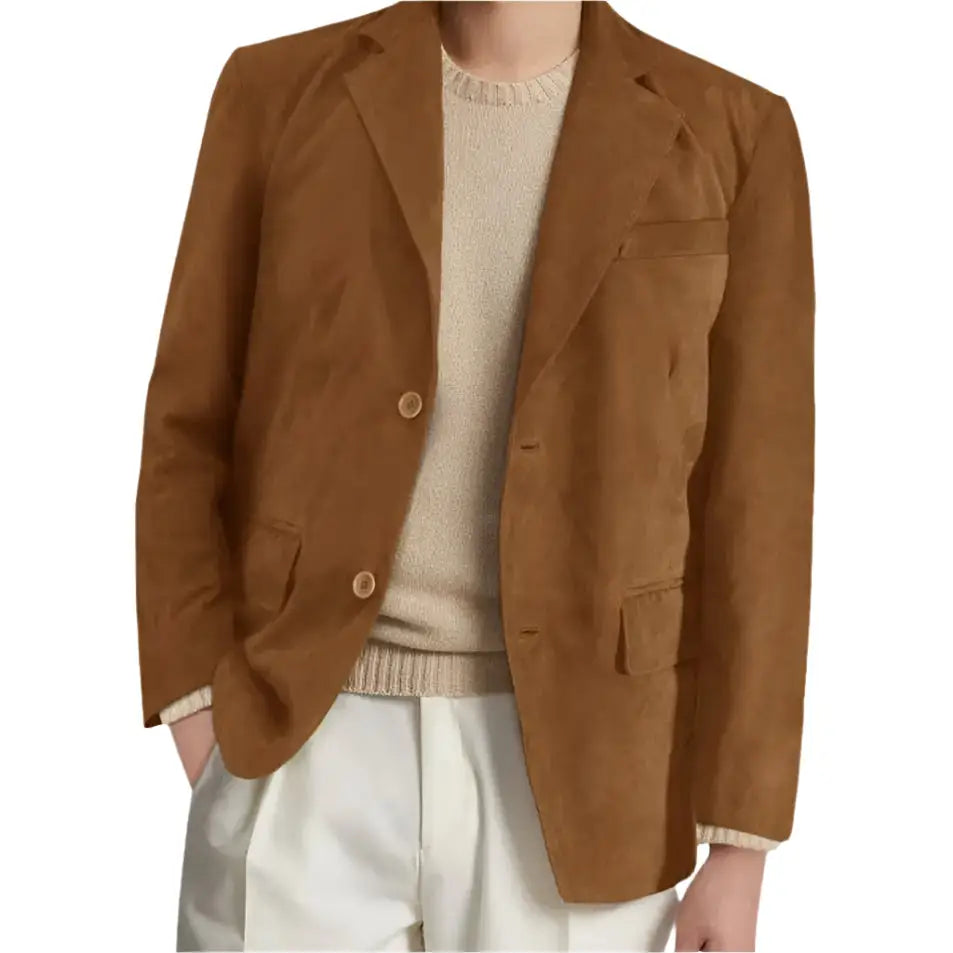 Men’s Suede Leather Blazer Coat-2
