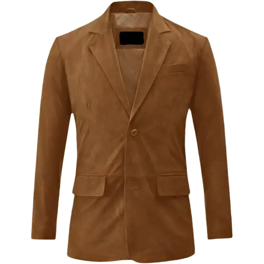 Men’s Suede Leather Blazer Coat-0