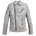 Men’s Chrome White Waxed Leather Biker Jacket-0