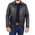 Men’s Classic Relaxed Fit Leather Box Jacket-0