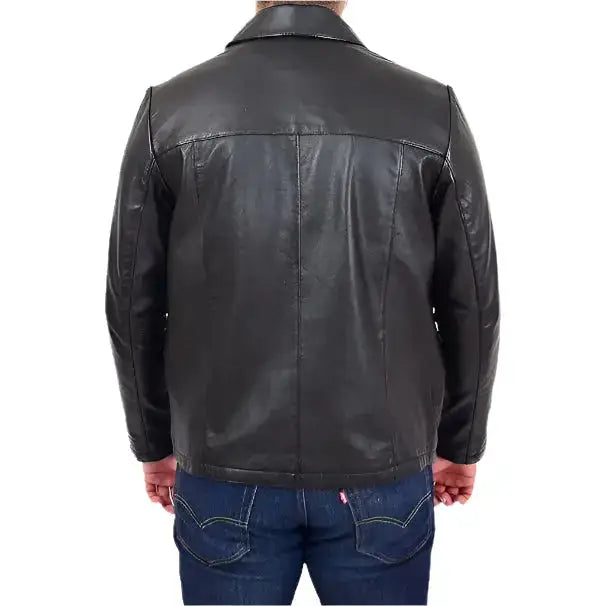 Men’s Classic Relaxed Fit Leather Box Jacket-1