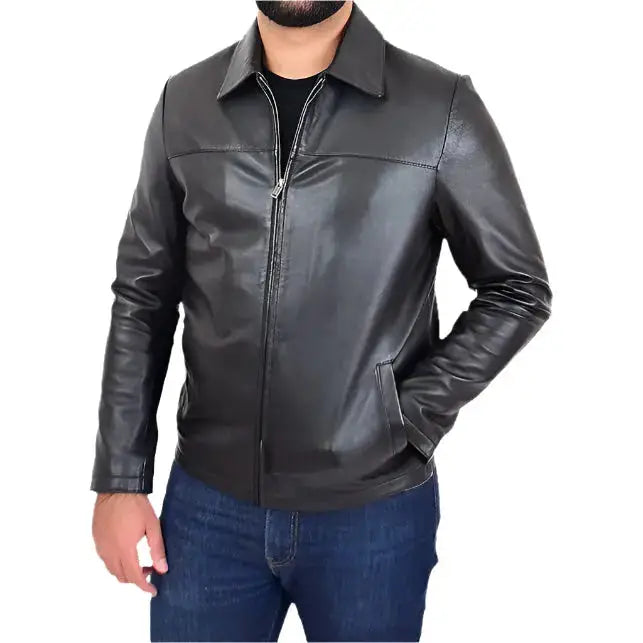 Men’s Classic Relaxed Fit Leather Box Jacket-2