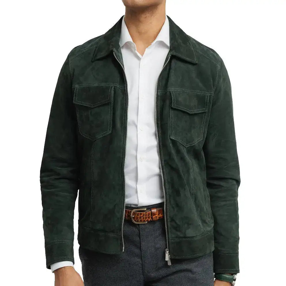 Men’s Western Suede Trucker Jacket-0