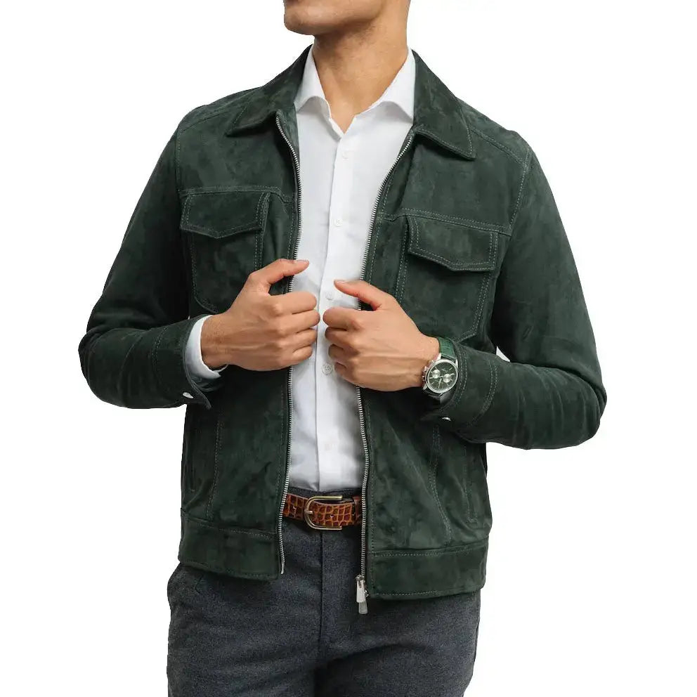 Men’s Western Suede Trucker Jacket-1