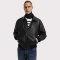 Men’s Classy Black Pu Leather Bomber Jacket-0
