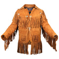Men’s Suede Western Fringe Cowboy Jacket-0