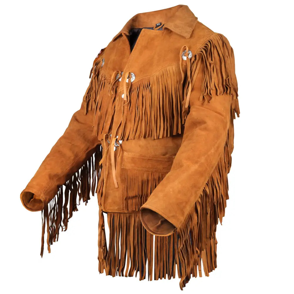 Men’s Suede Western Fringe Cowboy Jacket-1