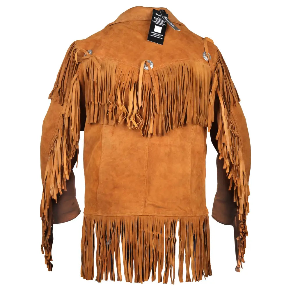 Men’s Suede Western Fringe Cowboy Jacket-2