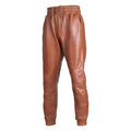 Men’s Dark Brown Rib-Knit Leather Pants-0