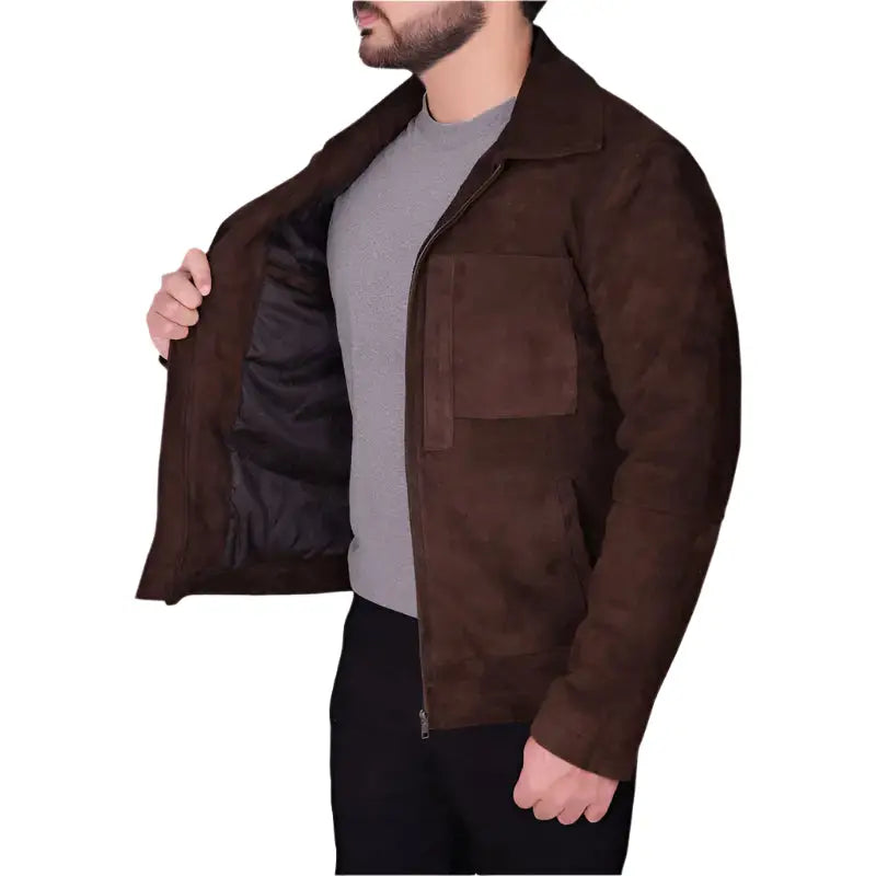 Men’s Dark Brown Suede Jacket-3