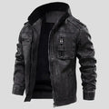 Men’s Distressed Grey Cafe Racer Leather Jacket-0