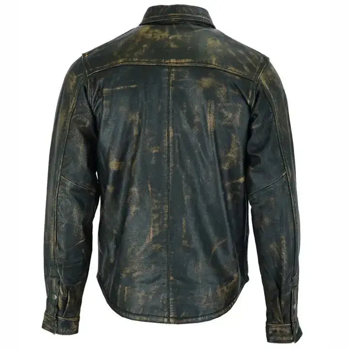 Men’s Distressed Lambskin Leather Shirt-1