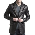 Mens Elegant Black Leather Blazer-0