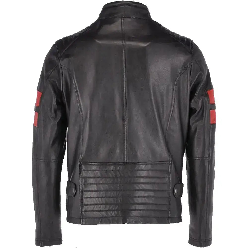Men’s Black Leather Biker Jacket-2