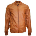 Mens Lambskin Leather Bomber Jacket-0